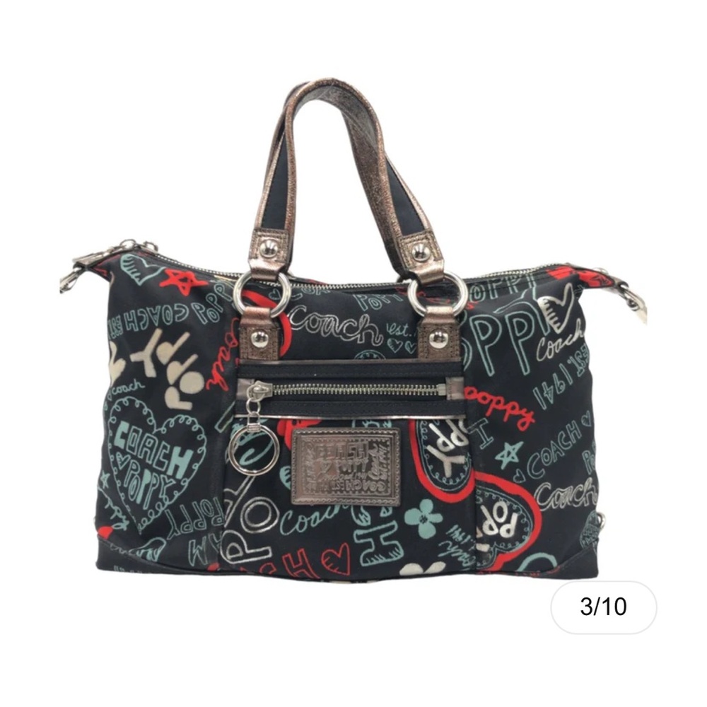 Coach Black and Red Graphic Satchel